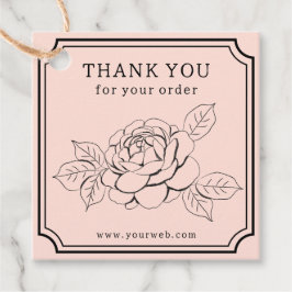 Elegante Rose Vielen Dank Tag für kleine Unternehm Geschenkanhänger