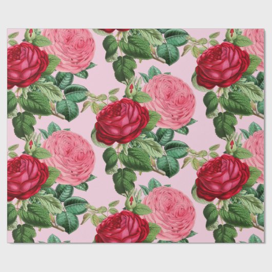 Elegante Rose Vintag Geschenkpapier (Flach)