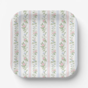 Elegante Rose Vintage Babydusche Pappteller