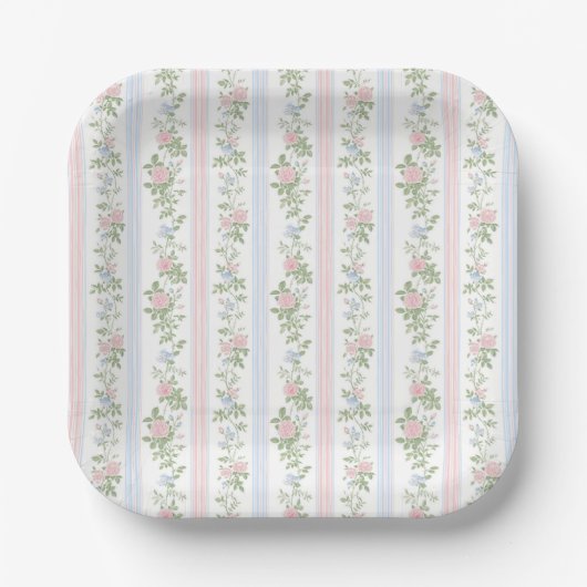 Elegante Rose Vintage Babydusche Pappteller (Vorderseite)