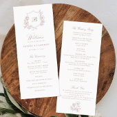 Elegante Rose Wappen Monogram Wedding Programm