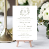 Elegante Rose Wappen Wedding Monogram Sage Einladung
