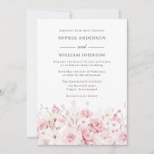 Elegante Rose Wasserfarbe Schöne Hochzeit Einladung (Vorderseite)