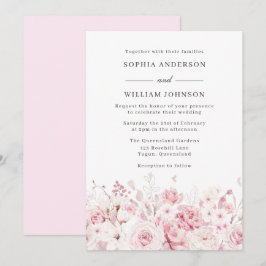 Elegante Rose Wasserfarbe Schöne Hochzeit Einladung