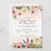 Elegante Rose Wasserfarben Blütenrot Einladung (Vorderseite)