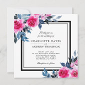 Elegante Rose Wasserfarben Hochzeit auf dem Blumen Einladung (Vorderseite)