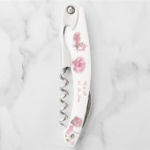Elegante Rose Wasserfarben Kellnermesser (Vorderseite)