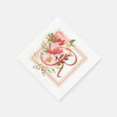 Elegante Rose Wasserfarben Romantisches Bouquet Serviette (Ecke)