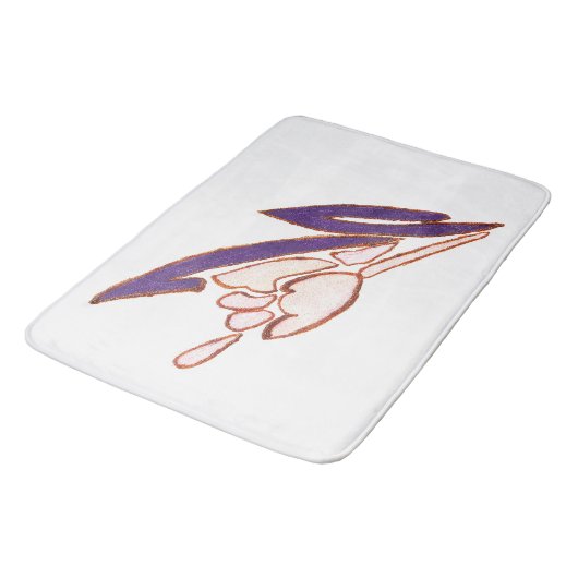 Elegante Rose Watercolor Kunst, Dichtung und Musik Badematte (Schrägansicht)