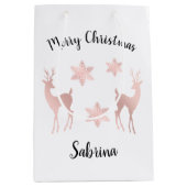 Elegante Rose Weihnachtsschneeflocken Mittlere Geschenktüte (Vorderseite)