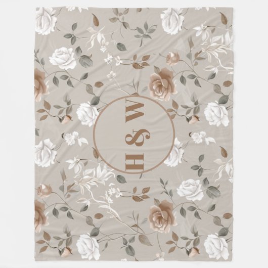 Elegante Rose & Weinmuster Fleece Blanket (Vorderseite)