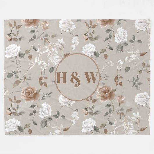 Elegante Rose & Weinmuster Fleece Blanket (Vorderseite (Horizontal))