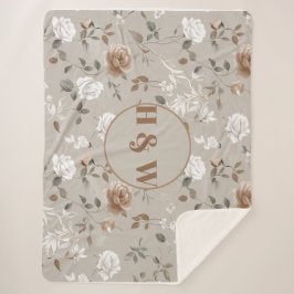 Elegante Rose & Weinmuster Sherpa Blanket Sherpadecke