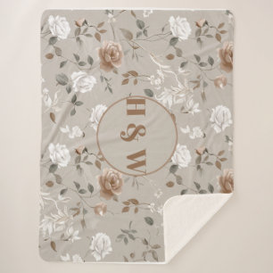 Elegante Rose & Weinmuster Sherpa Blanket Sherpadecke