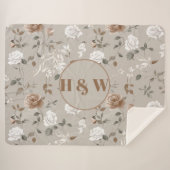 Elegante Rose & Weinmuster Sherpa Blanket Sherpadecke (Vorderseite (Horizontal))