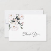Elegante Rose | Weiße Blumenhochzeit Dankeskarte (Vorderseite)