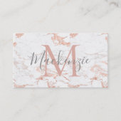 Elegante Rose | Weißer Marmor | Monogramm Visitenkarte (Vorderseite)