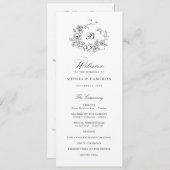 Elegante Rose Wreath Monogram Wedding Programm (Vorne/Hinten)