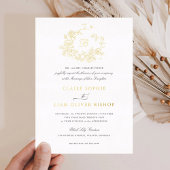 Elegante Rose Wreath Wedding Monogram Gold Folieneinladung