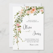 Elegante Rose Wreath Wedding Party Einladung (Vorderseite)