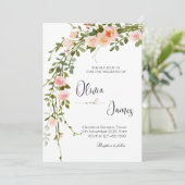 Elegante Rose Wreath Wedding Party Einladung (Stehend Vorderseite)