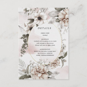 elegante roséfarbene silberne florale Empfangskart Begleitkarte