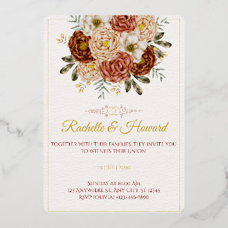 Elegante Roségold-Blumenhochzeits-Einladung | Blus Folieneinladung