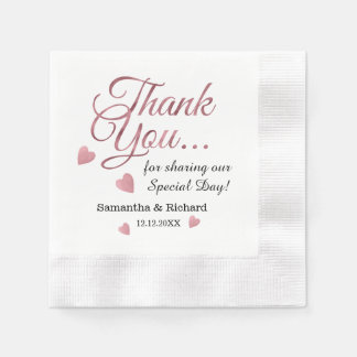 Elegante Roségold-Dankeschön-Hochzeitsservietten Serviette