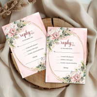 Elegante Roségold-Eukalyptus-Hochzeit-RSVP-Karte