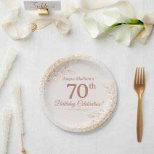 Elegante Roségold-Feier zum 70. Geburtstag  Pappteller