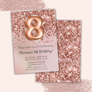 Elegante Roségold-Geburtstags-Einladung für Mädche Einladung