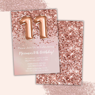 Elegante Roségold-Geburtstagsfeier für ein 11-jähr Einladung