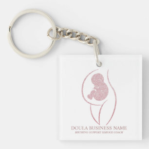 Elegante Roségold-Glitter-Birthing-Unterstützung Schlüsselanhänger