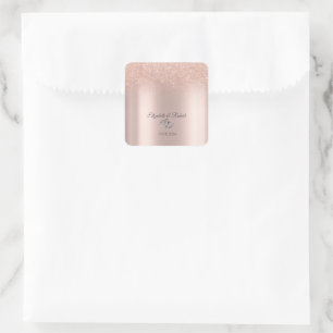 Elegante Roségold-Glitter-Bokeh-Herzen Quadratischer Aufkleber