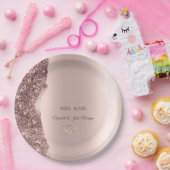 Elegante Roségold Glitter Gold Ringe Pappteller (Party)