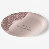 Elegante Roségold Glitter Gold Ringe Pappteller (Schrägansicht)