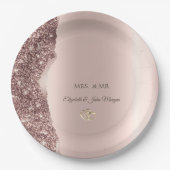Elegante Roségold Glitter Gold Ringe Pappteller (Vorderseite)