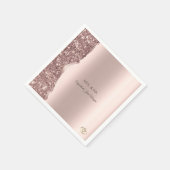 Elegante Roségold Glitter Gold Ringe Serviette (Ecke)
