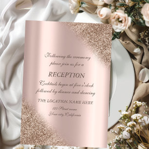 Elegante Roségold Glitter Ombre Hochzeitsempfang Einladung