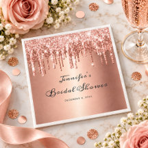 Elegante Roségold-Glitter-Tropfen Hochzeitsdusche