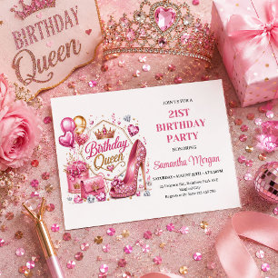 Elegante Roségold Glitz Geburtstags Königin Party Einladung