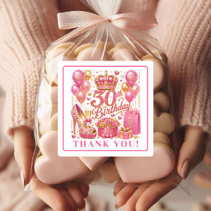 Elegante Roségold-Glitzer-30.-Geburtstag-Aufkleber Quadratischer Aufkleber