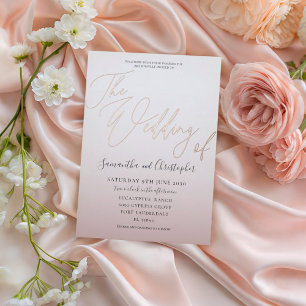 Elegante Roségold-Kalligrafie Die Hochzeit Von Fol Folieneinladung