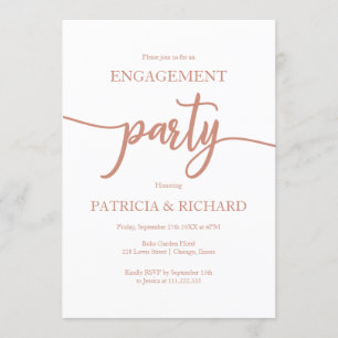 Elegante Roségold-Kalligrafie-Engagement-Party Einladung