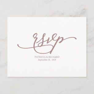 Elegante Roségold-Kalligrafie-Hochzeits-RSVP Postkarte