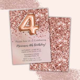 Elegante Roségold-Kinder-Geburtstagseinladung für  Einladung