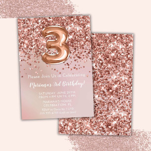 Elegante Roségold-Kinder-Geburtstagsfeier für Mädc Einladung
