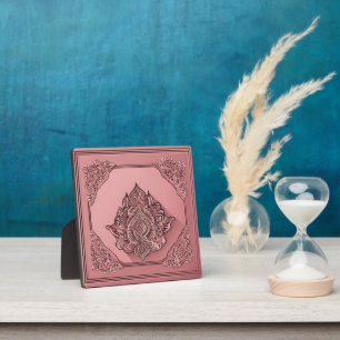 Elegante Roségold-Lotus-Mandala-Boho-AI-Kunst Fotoplatte
