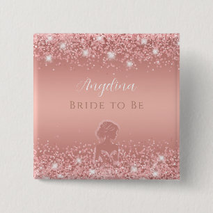 Elegante Roségold Luxus-Schimmer Brautparty Button