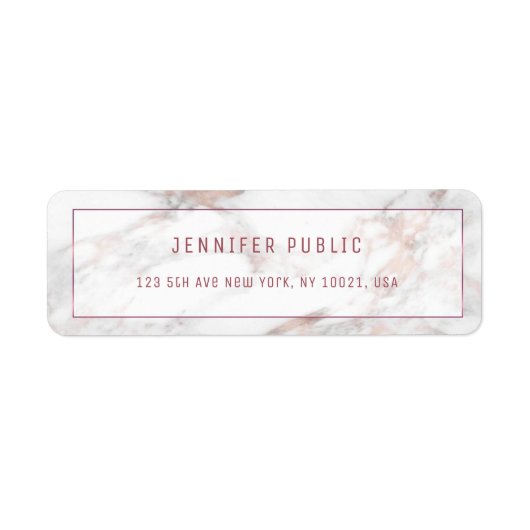 Elegante Rosegold Marble Template-Rücksendeadresse (Vorne)